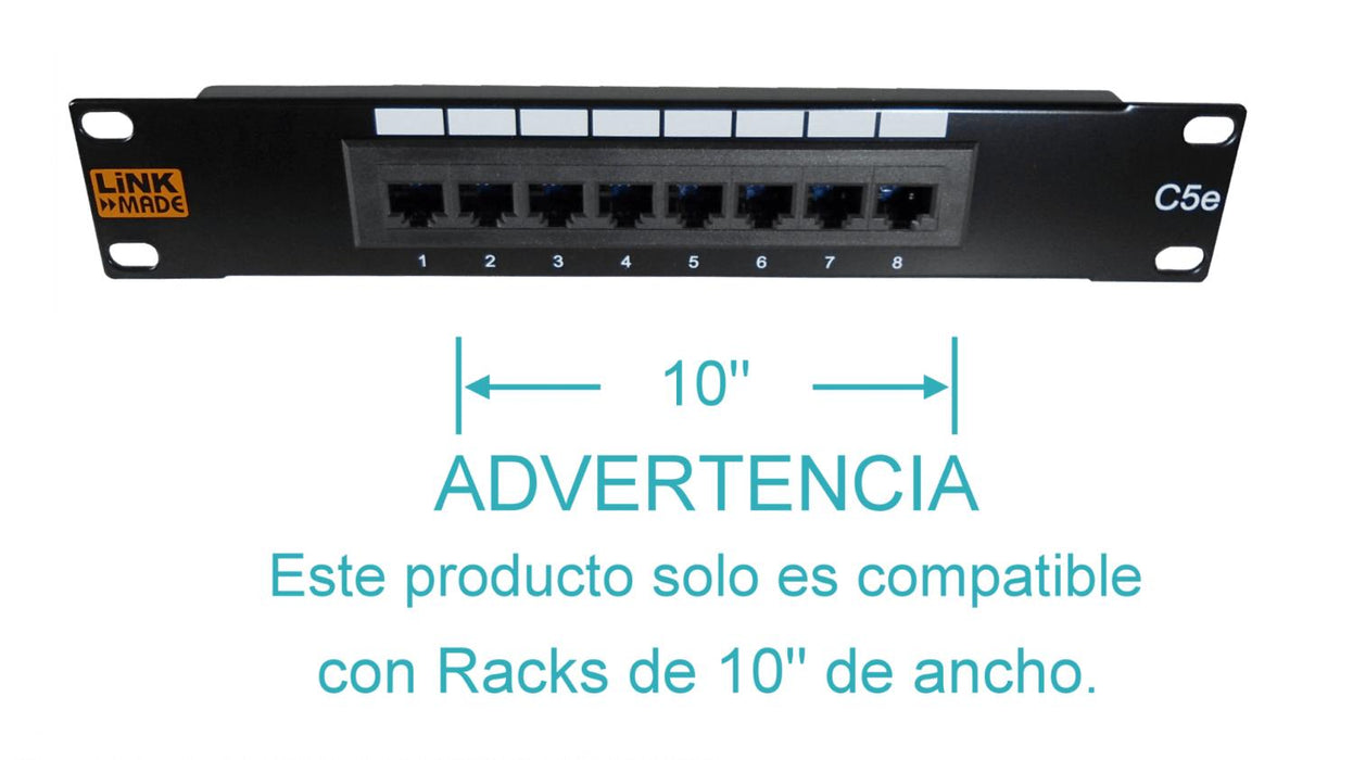 Panel de conexión LINKMADE 8-RJ45 10" 1U Cat5e Clickbox