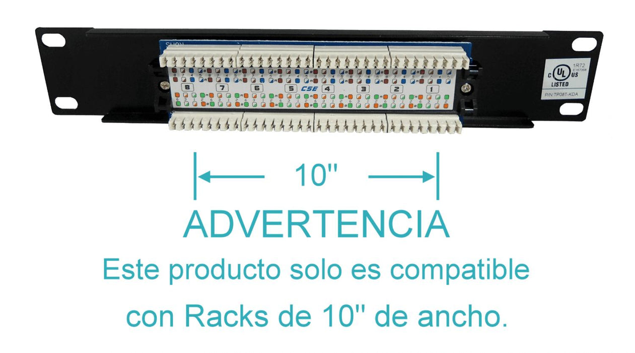 Panel de conexión LINKMADE 8-RJ45 10" 1U Cat5e Clickbox