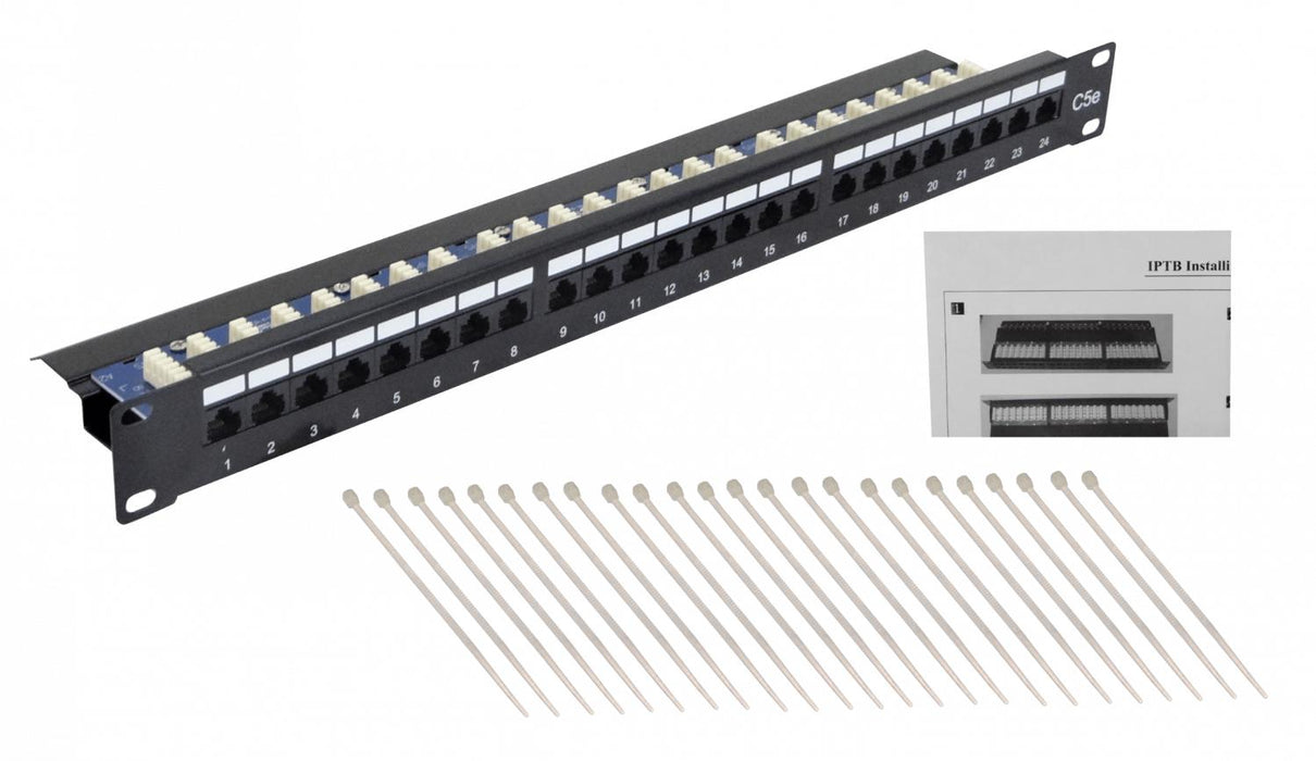 Panel de Parcheo Cat5e UTP 24 Puertos RJ45 Clickbox