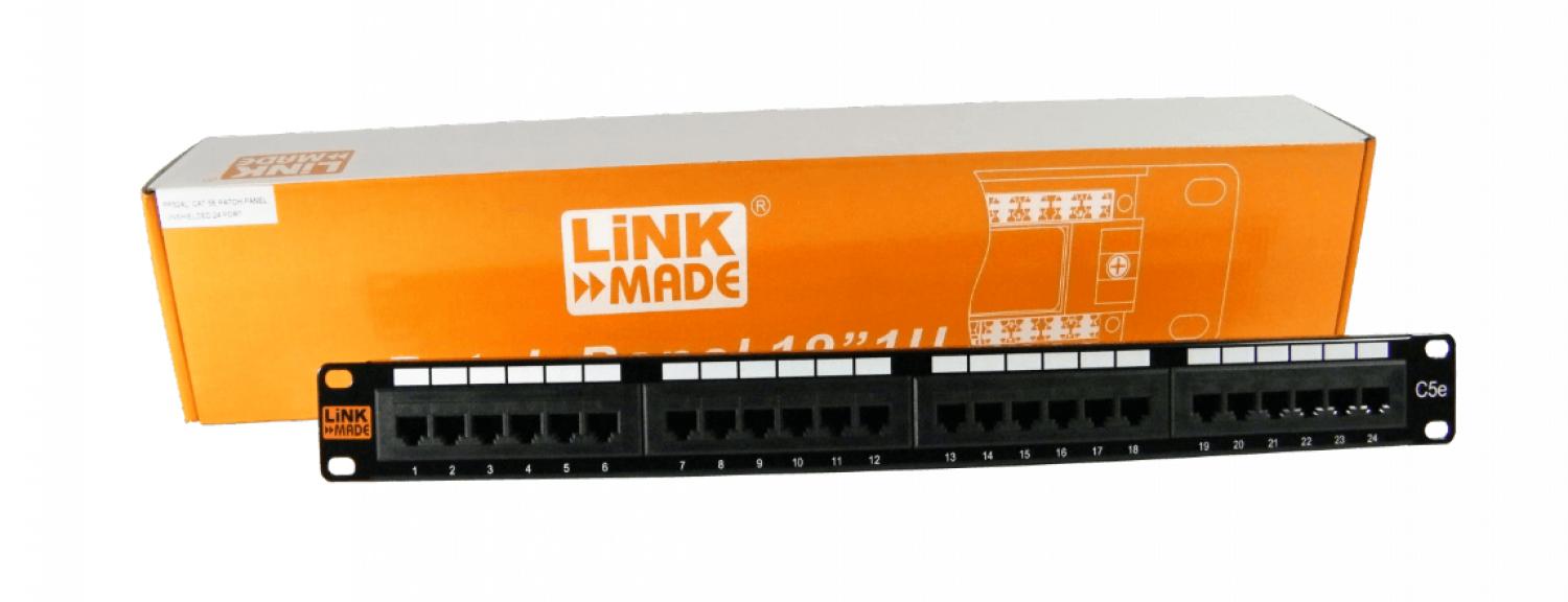 Panel de parcheo LINKMADE 24-RJ45 CAT5E UTP 1U Clickbox