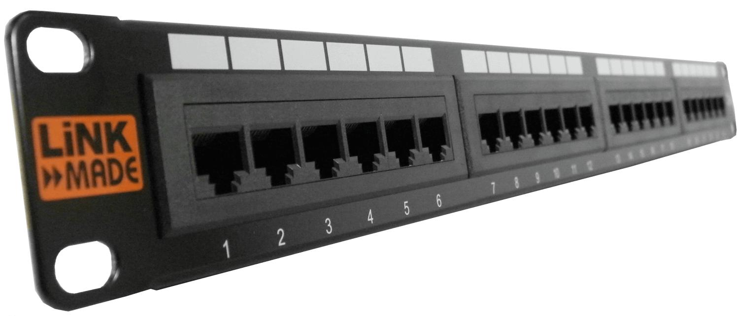 Panel de parcheo LINKMADE 24-RJ45 CAT5E UTP 1U Clickbox