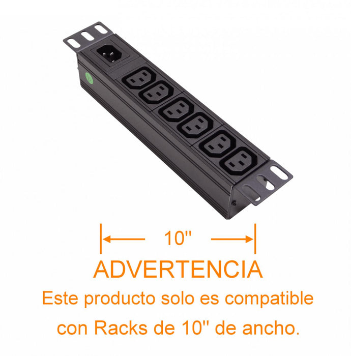 PDU 10A 6 Enchufes Hembra C13 1 Macho C14 Rack Clickbox