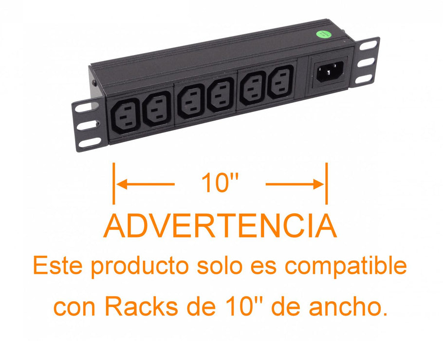 PDU 10A 6 Enchufes Hembra C13 1 Macho C14 Rack Clickbox