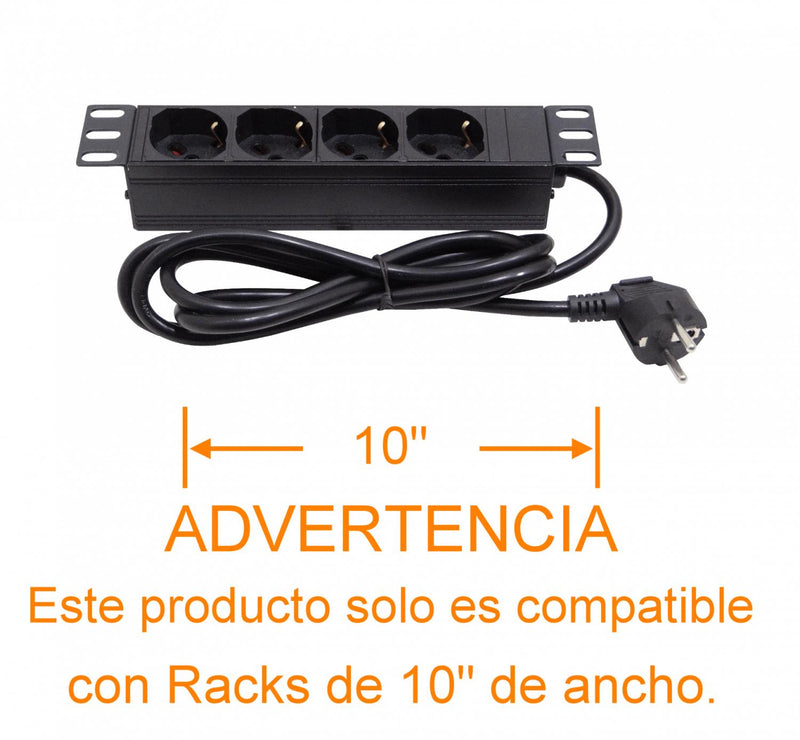 PDU 16A 4 Salidas CH/Schuko en Rack 10" Cable Clickbox