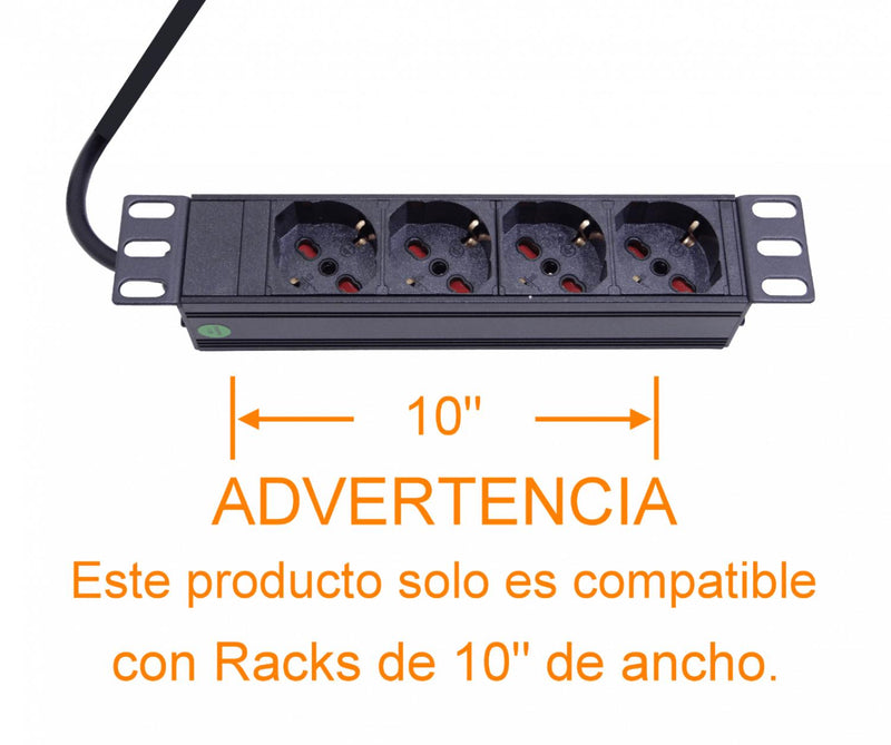 PDU 16A 4 Salidas CH/Schuko en Rack 10" Cable Clickbox
