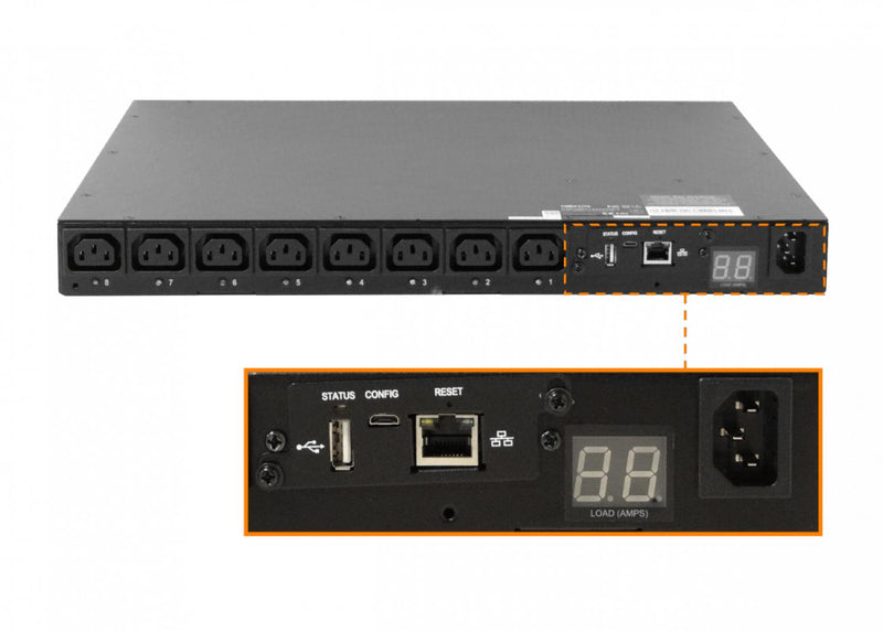 PDU Ethernet 8 Tomas C13 1 Tomas C14 1 Tomas DB9 Clickbox