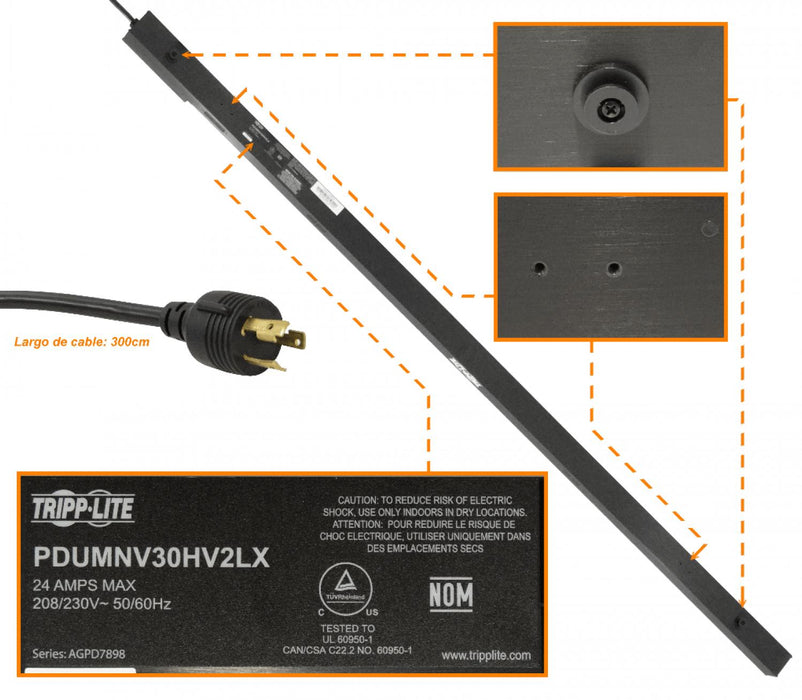 PDU vertical TRIPPLITE con 36 tomas C13 y 6 tomas Clickbox