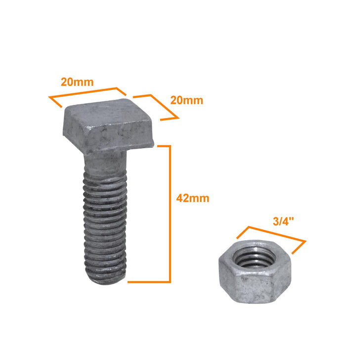 Perno Cuadrado 20mm Tuerca Hexagonal 19mm Clickbox