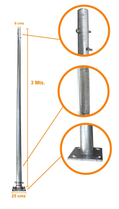 Poste Conico 3mt Base-250x250x12mm Clickbox