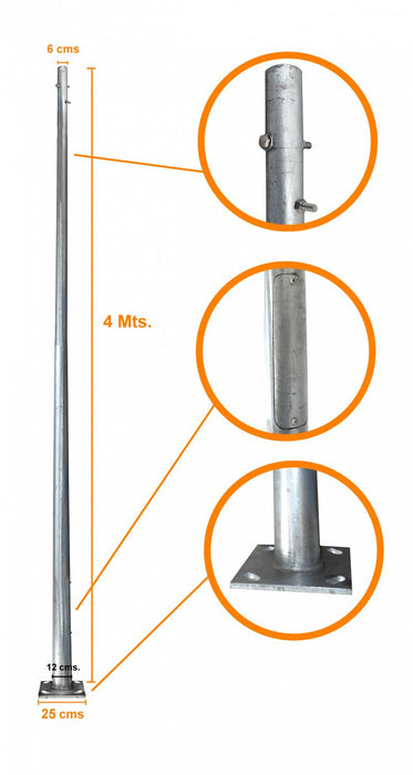 Poste Conico 4mt Base-250x250x12mm Clickbox