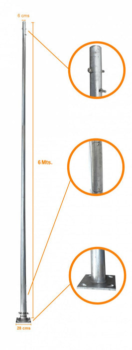 Poste Conico 6mt Base 280x280x12mm Clickbox