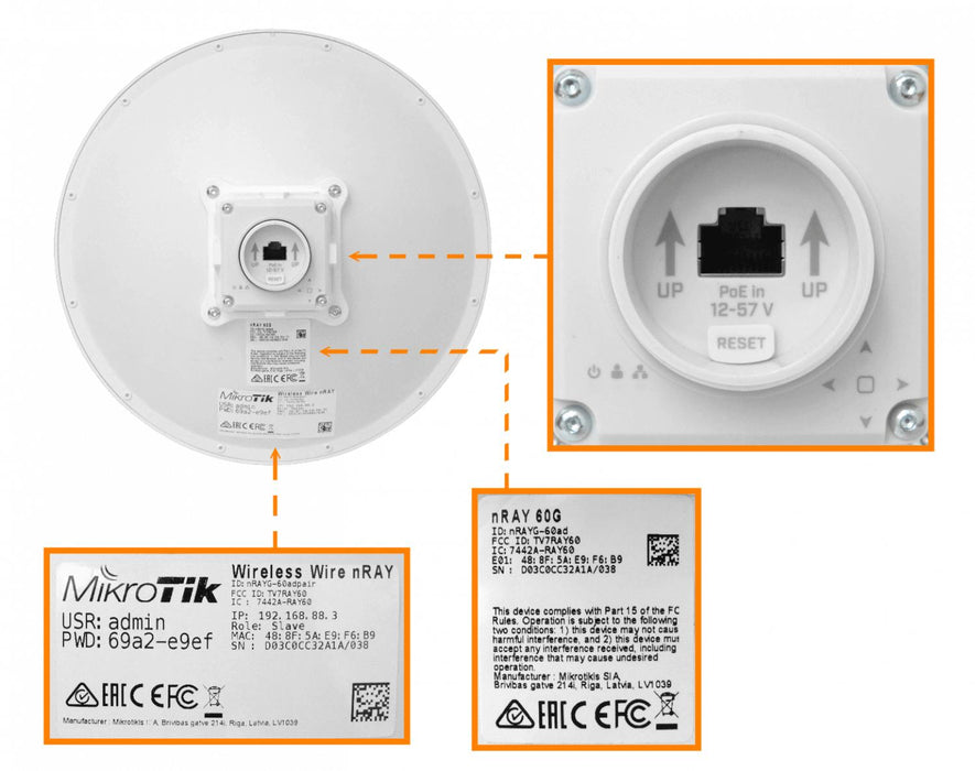 Puente inalámbrico 60GHz 802.11ad MikroTik Clickbox