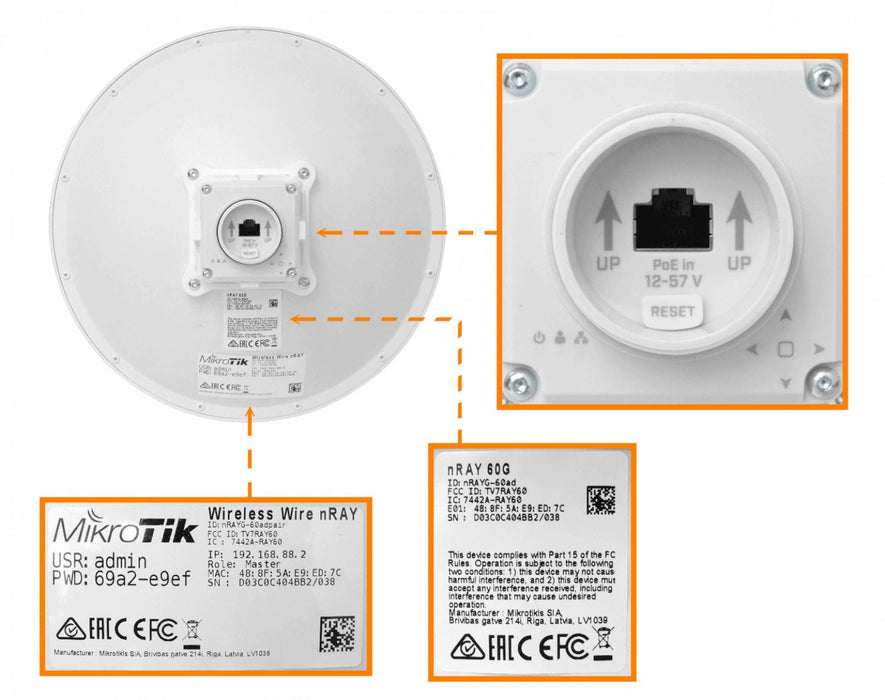 Puente inalámbrico 60GHz 802.11ad MikroTik Clickbox