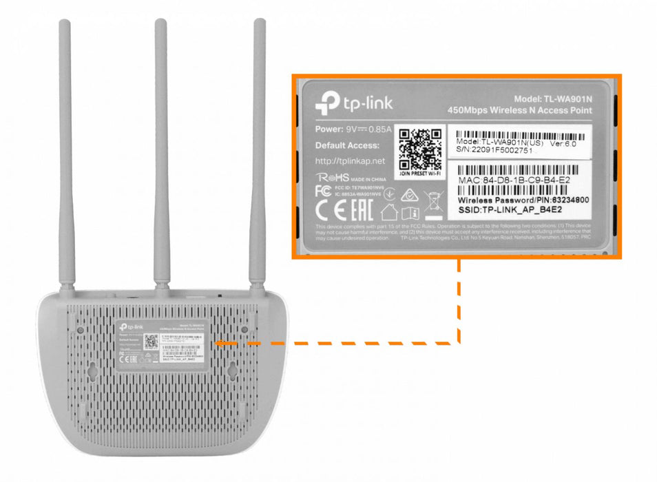 Punto de acceso TP-LINK con 3 antenas fijas y Clickbox
