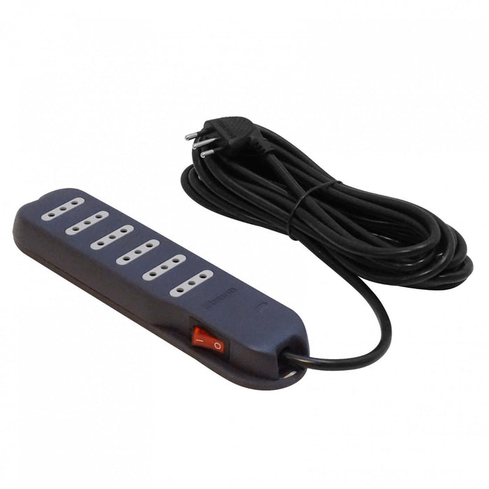 Regleta alargadora BTICINO 5MT con 6 enchufes, Clickbox