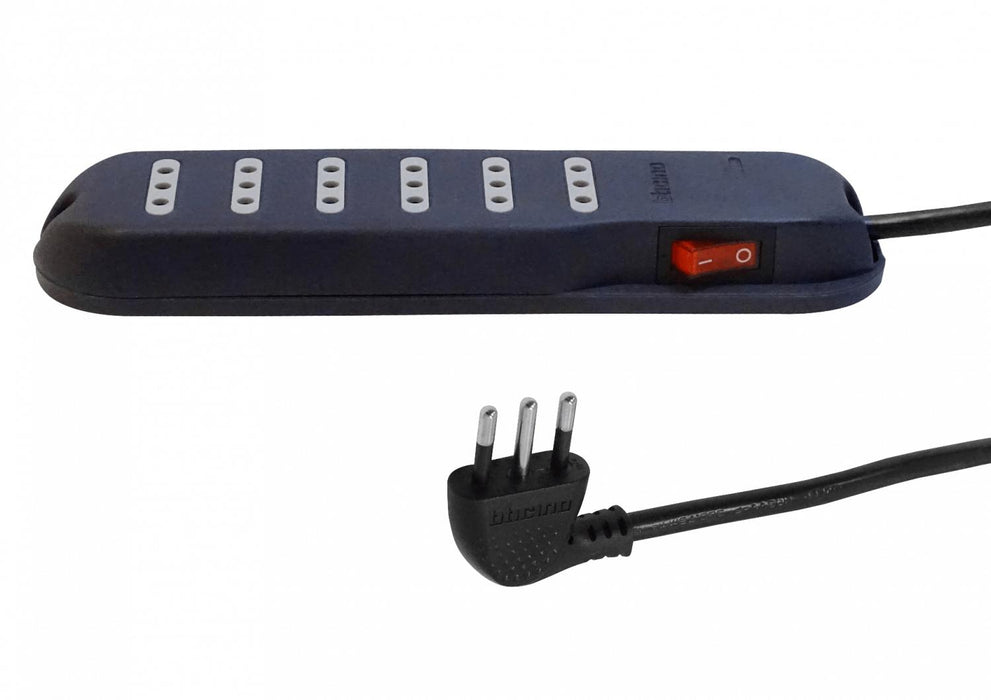 Regleta alargadora BTICINO 5MT con 6 enchufes, Clickbox