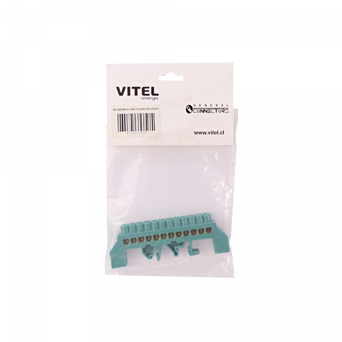 Regleta de conexión verde para riel DIN 12 Clickbox