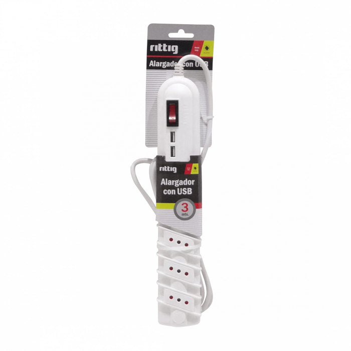 Regleta eléctrica 5 tomas con 2 puertos Clickbox