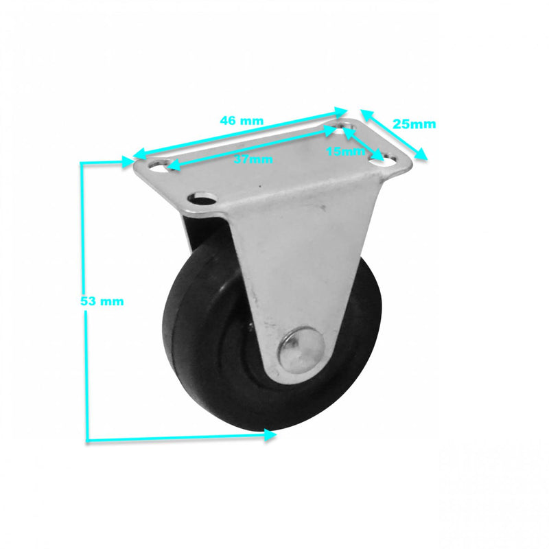 Rueda 1" Fija Negra Resistente 18Kg Clickbox