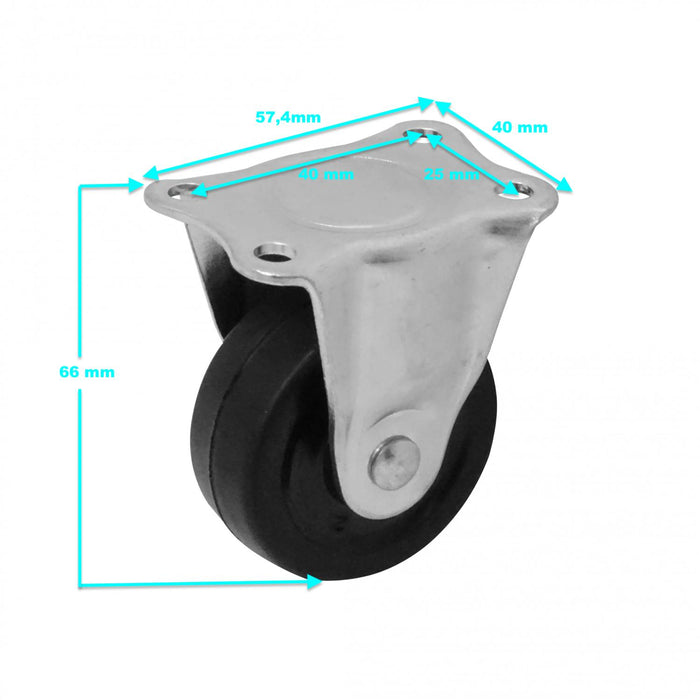 Rueda 2" Fija Negra Resistente 25Kg Clickbox