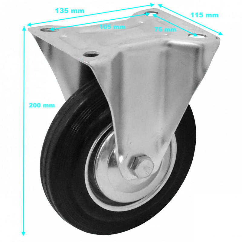 Rueda 6" Fija Negra Resistente 150Kg Clickbox