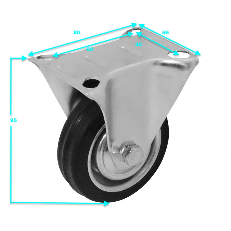 Rueda Fija 3" Negra Resistente 30Kg Clickbox