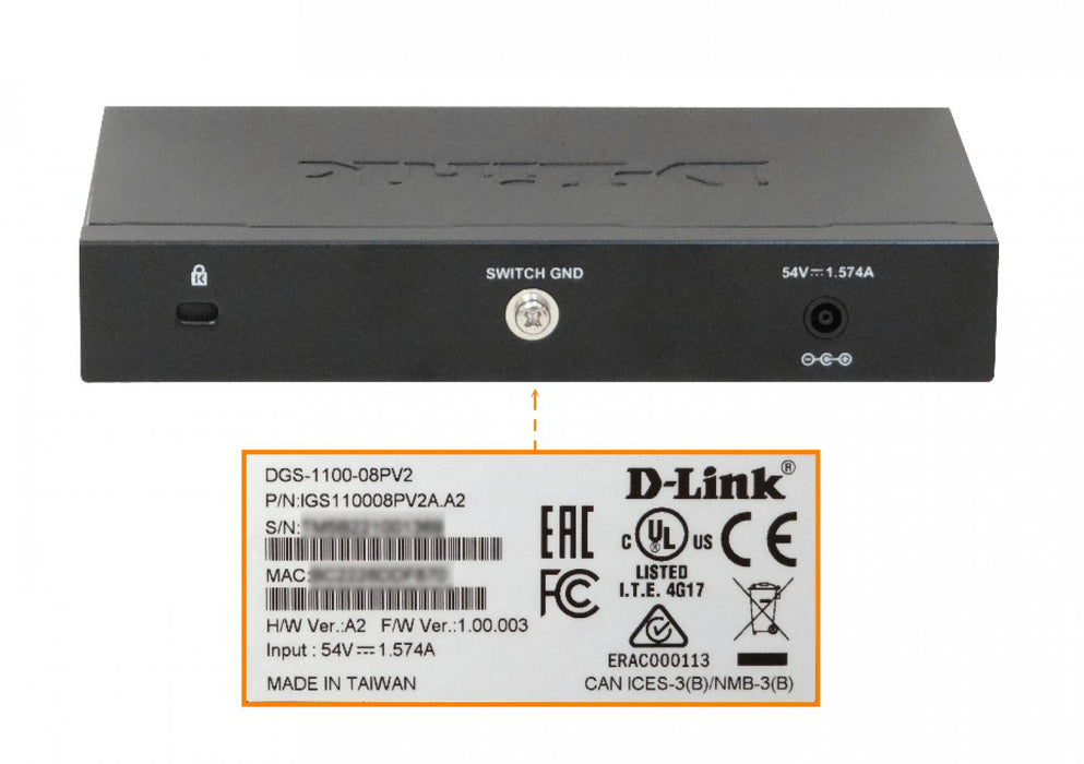 Switch PoE 8 Puertos 1000 Mbps D-LINK Smart, 48V Clickbox