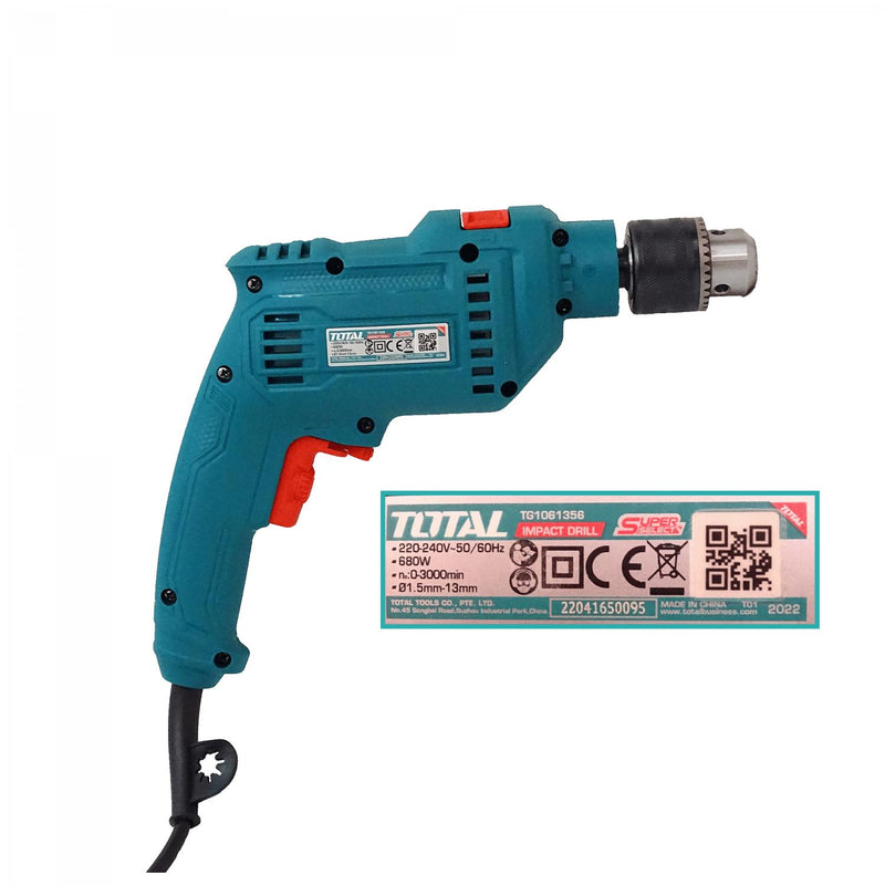 Taladro de impacto TOTAL 680W 240VAC 3000RPM Clickbox