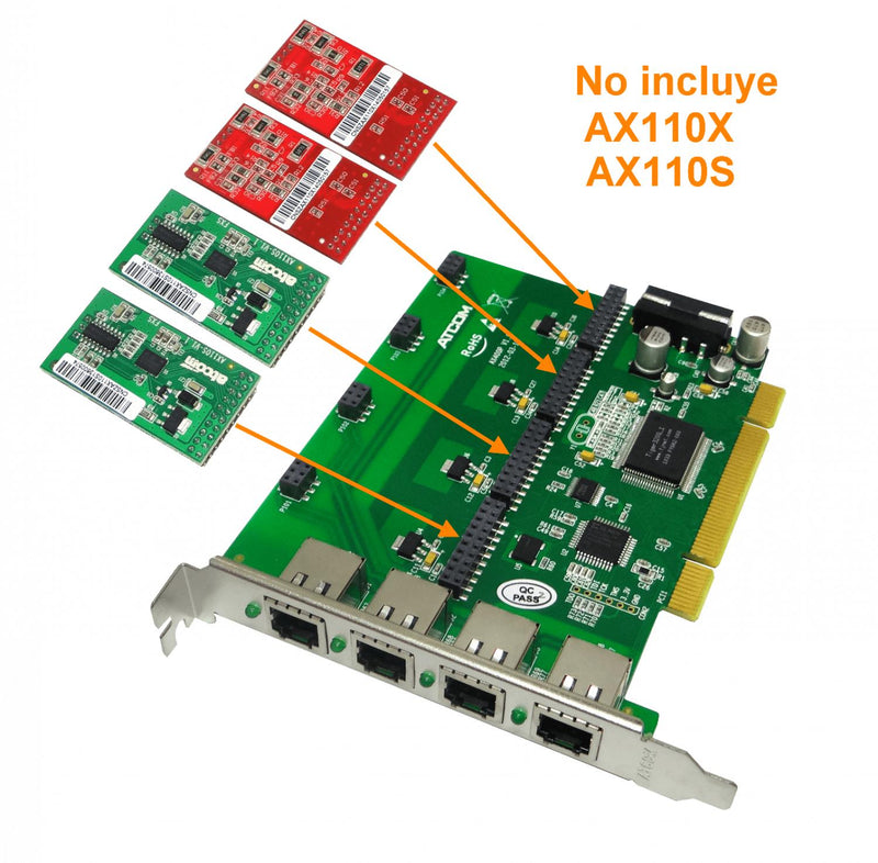 Tarjeta PCI ATCOM 4X 4-RJ11 compatible con AX110 Clickbox