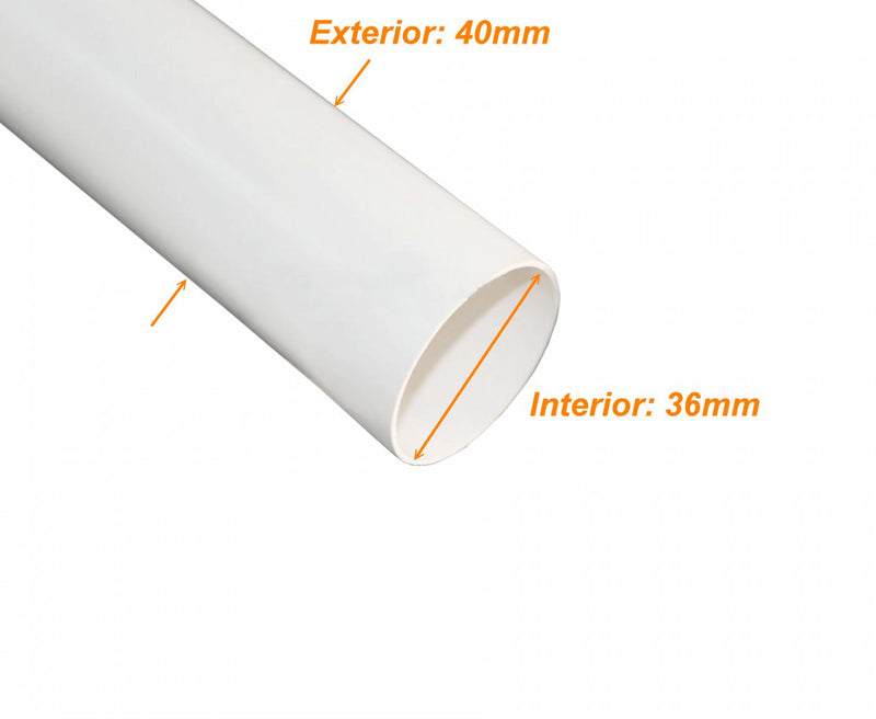 Tubo Conduit PVC Blanco 40mmx1,65mm 3mt Clickbox