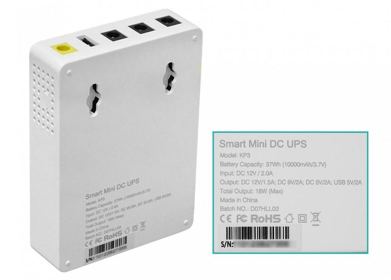 UPS DC 37Wh con Entrada 12V-2A y Salida USB/Plug Clickbox