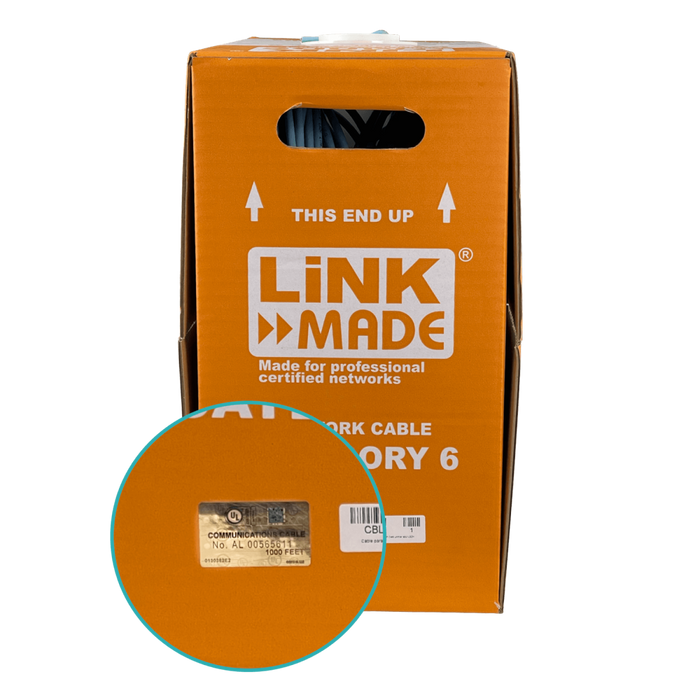 Caja Cable Cobre LINKMADE LSZH Azul CAT6 UTP 300mt Unifilar