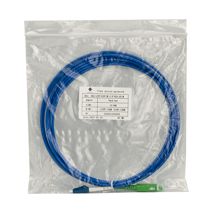 Cable Fibra Óptica LSZH Blindado 3m LC UPC a SC APC SM Simplex