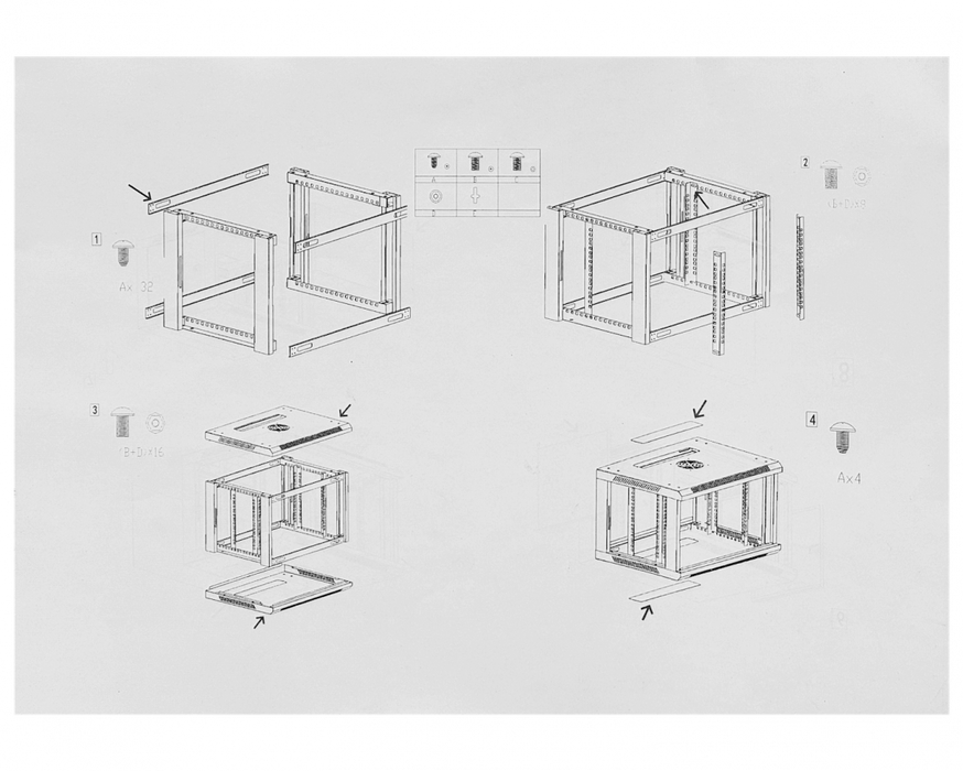 Linkmade Desarmado 18u 60cm-fondo Rack Gabinete Pared Muro N