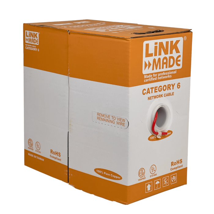 Caja Cable LINKMADE ROJO CAT6 UTP 300MT UNIFILAR COBRE