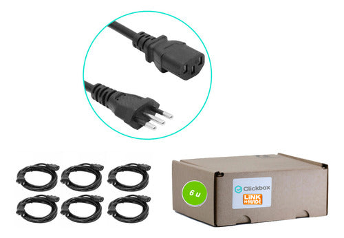 Clickbox Pack 6 Unid Mayorista Cable Poder C13 6a 3 Metros